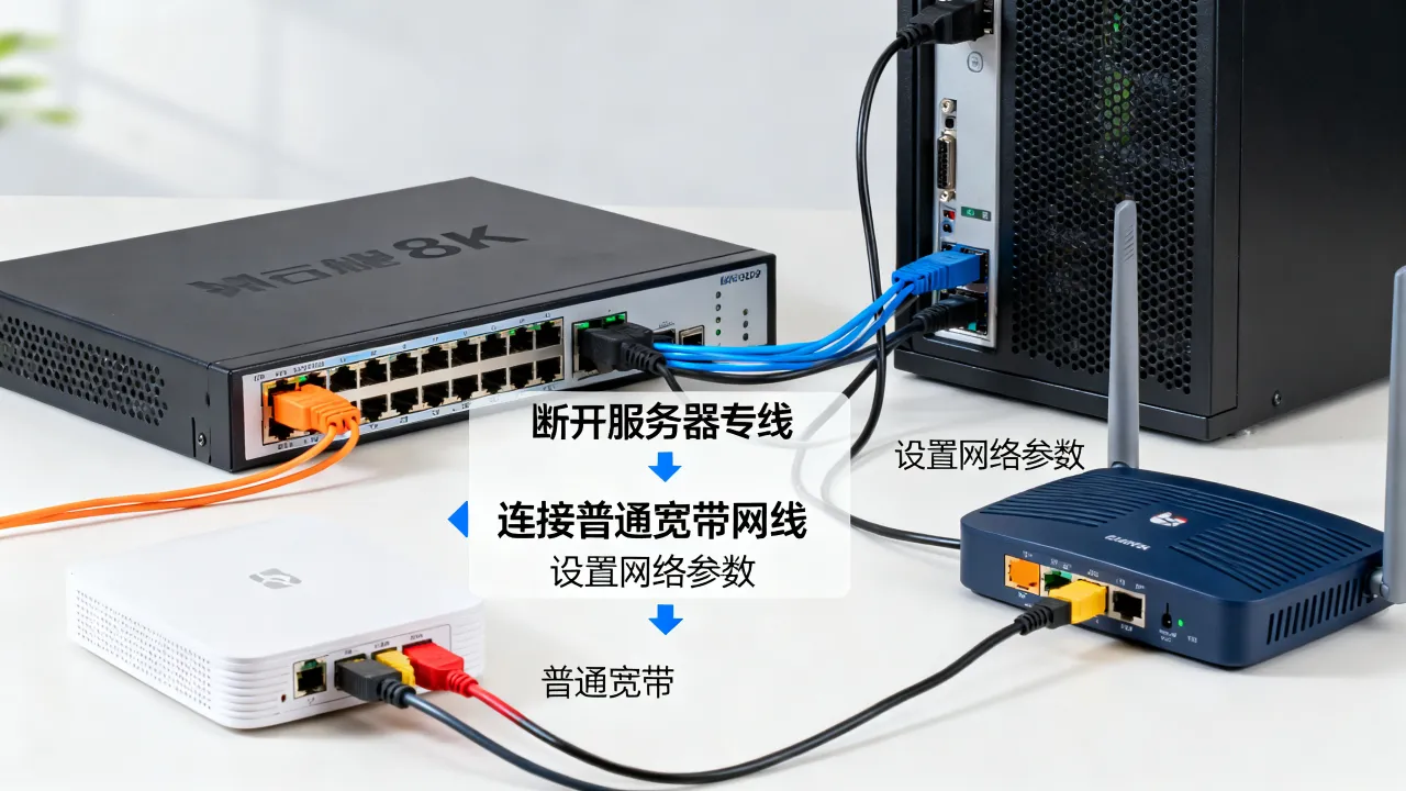 服务器专线换普通宽带怎么操作，影响大吗？