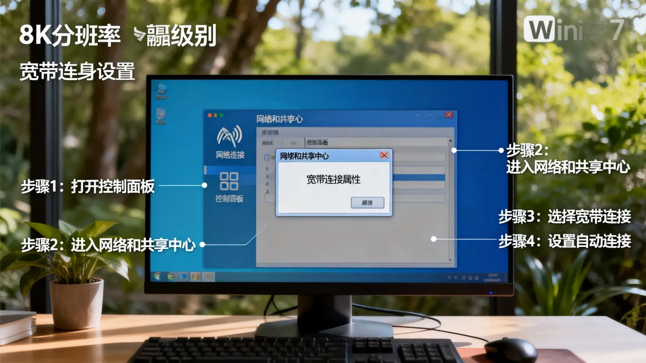 win7怎么打开自动连接宽带，宽带连接自动拨号怎么设置？