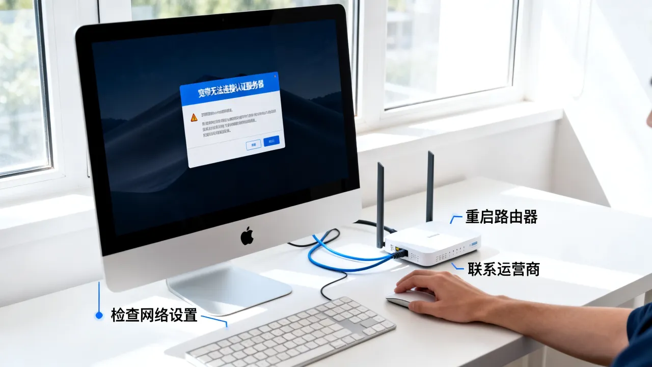 Mac宽带无法连接认证服务器是怎么回事，如何解决