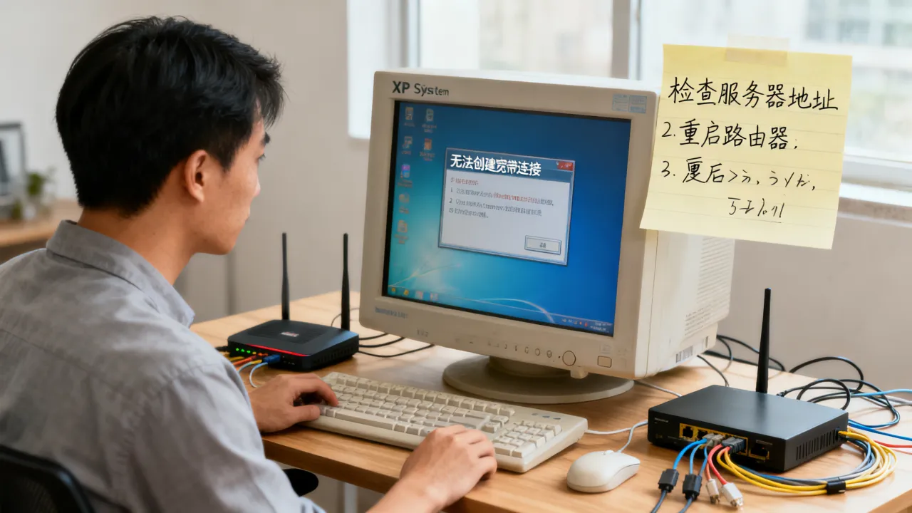 XP系统无法创建宽带连接服务器地址是什么原因，怎么解决？