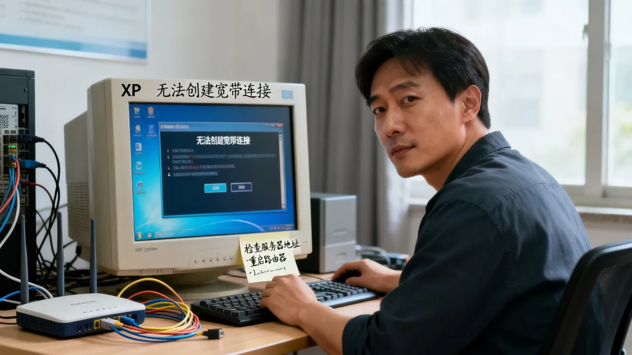 XP系统无法创建宽带连接服务器地址是什么原因，怎么解决？