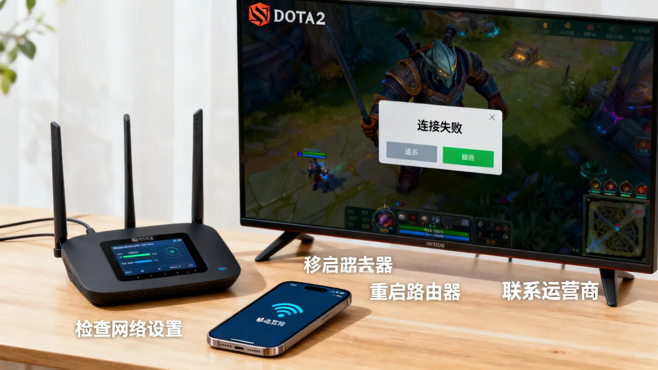dota2移动宽带无法连接服务器为什么，连接失败原因及解决方法