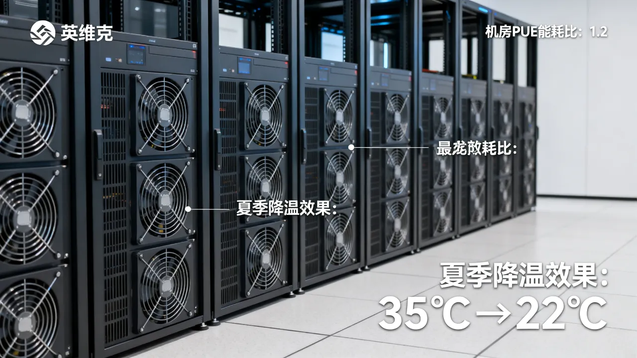 英维克散热服务器夏季降温效果强吗，机房PUE能耗比是多少