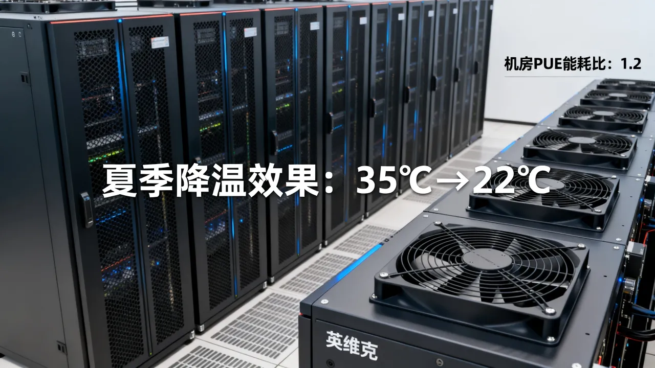 英维克散热服务器夏季降温效果强吗，机房PUE能耗比是多少