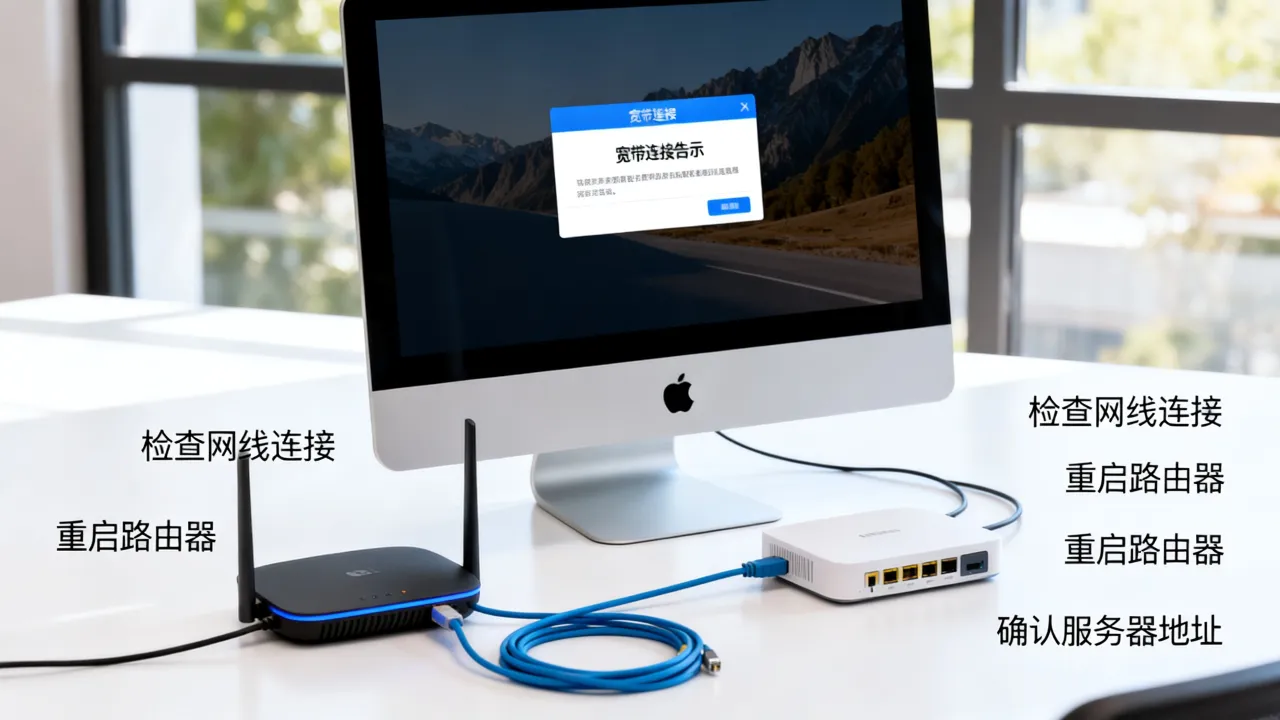 苹果电脑连不上宽带服务器地址怎么办，宽带连接失败是什么原因？