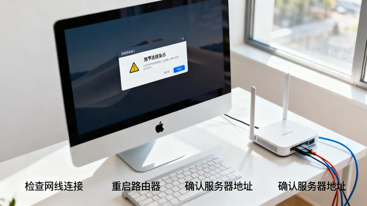 苹果电脑连不上宽带服务器地址怎么办，宽带连接失败是什么原因？