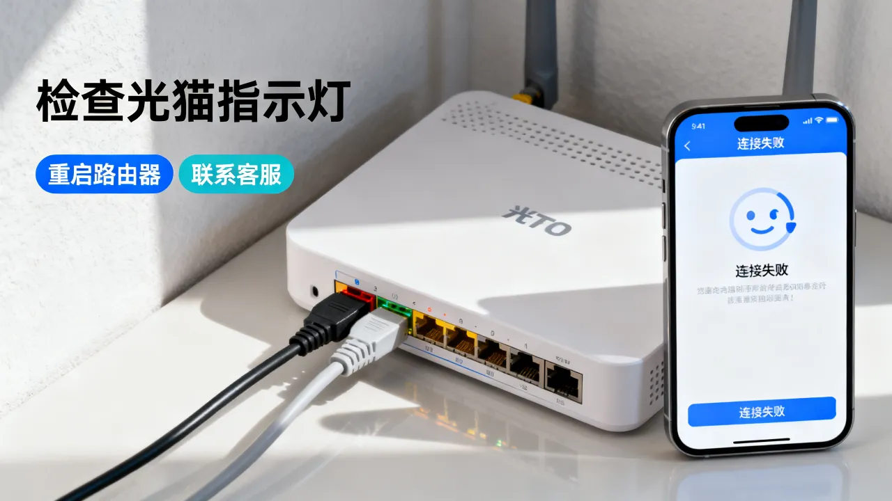 联通光纤宽带服务器连接失败是什么原因，怎么处理？