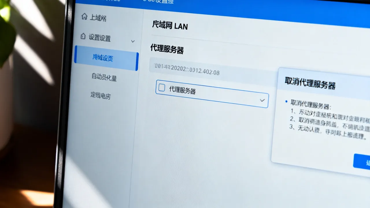 局域网LAN设置为何总自动勾选代理服务器，怎么彻底取消