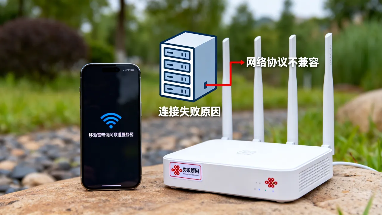 移动宽带可以访问联通服务器吗，为什么连接不上